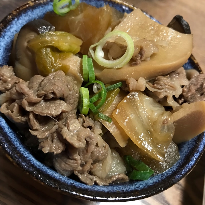 牛肉とエリンギと白菜のすき焼き風煮込み